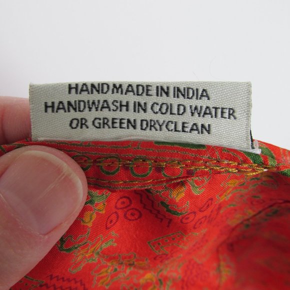 Audrey Acosta Designs Ocean Maxi Halter Dress Upcycled Orange Silk Saris One Sz - Picture 6 of 12